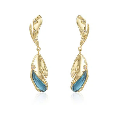 Rare Matters Jewelry Women's Wave Drop Blue Glass Earrings