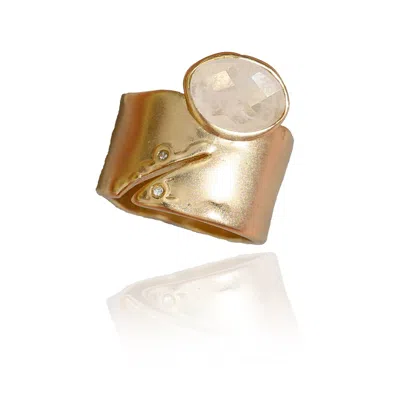 Rare Matters Jewelry Women's White Brilliance Stone Clear Quartz Statement Ring