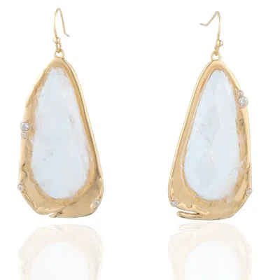 Rare Matters Jewelry Women's White Fluid Teardrop Clear Quartz Statement Earrings