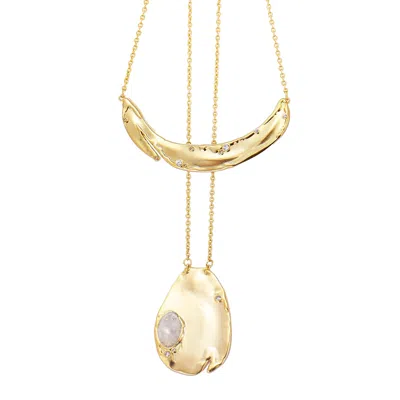 Rare Matters Jewelry Women's White Gemstone Duo Pendant Necklace Clear Quartz