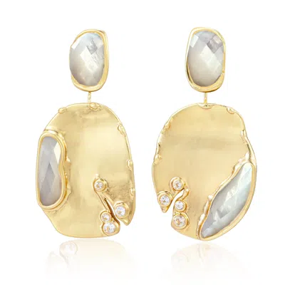 Rare Matters Jewelry Women's White / Gold Cascade Mother Of Pearl Gemstone Earring In Multi