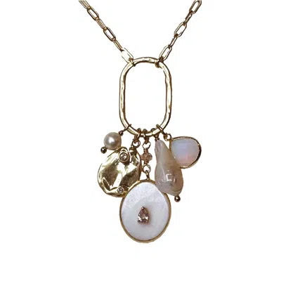 Rare Matters Jewelry Women's White / Gold Radiance Charm Mother Of Pearl Necklace In Multi