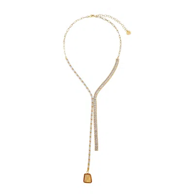 Rare Matters Jewelry Women's White / Neutrals Golden Hour Clear Lariat Necklace