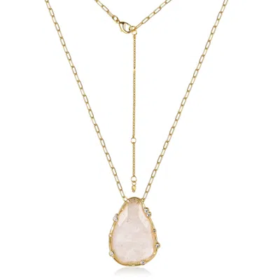 Rare Matters Jewelry Women's White Organic Clear Quartz Teardrop Necklace