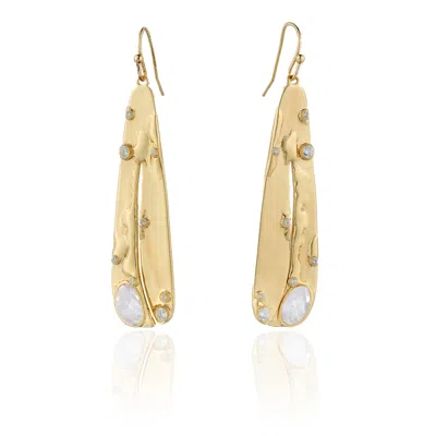 Rare Matters Jewelry Women's White Organic Gemstone Petal Earrings Clear Quartz