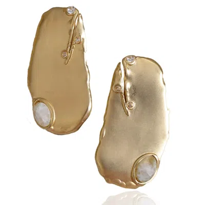 Rare Matters Jewelry Women's White Organic Harmony Moon Stone Earrings