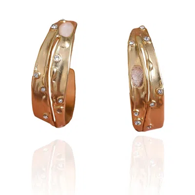 Rare Matters Jewelry Women's White Sprinkled Clear Quartz Hoop Earrings