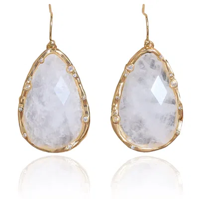 Rare Matters Jewelry Women's White Timeless Nature's Beauty Teardrop Earrings Clear Quartz