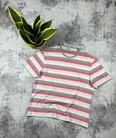 Pre-owned Rare Vintage Yves Saint Laurent Paris Pink Striped Luxury T Shirt In Pink White Striped