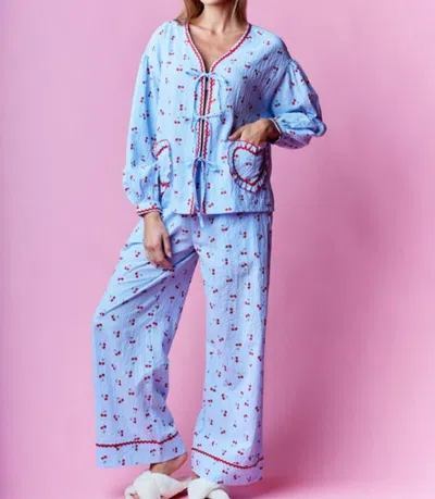 Rareraw Cherry Heart Pajama Setset In Blue