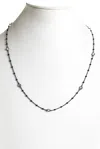 Rarities 925 Sterling Silver Beaded Chain Topaz Necklace Black White 24in 3.3g In Black