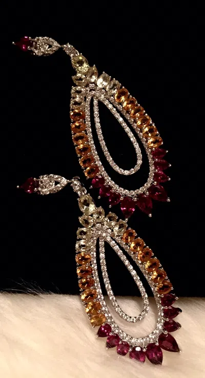 Pre-owned Rarities Carol Brodie Hsn  Multigemstone Drop Earrings; Sold Out And Retired In Purple