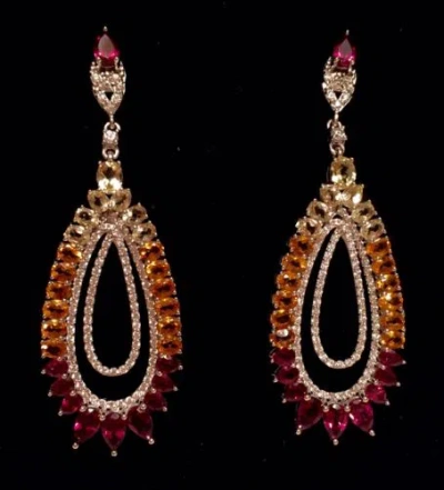 Pre-owned Rarities Carol Brodie Hsn  Multigemstone Drop Earrings; Sold Out And Retired In Purple