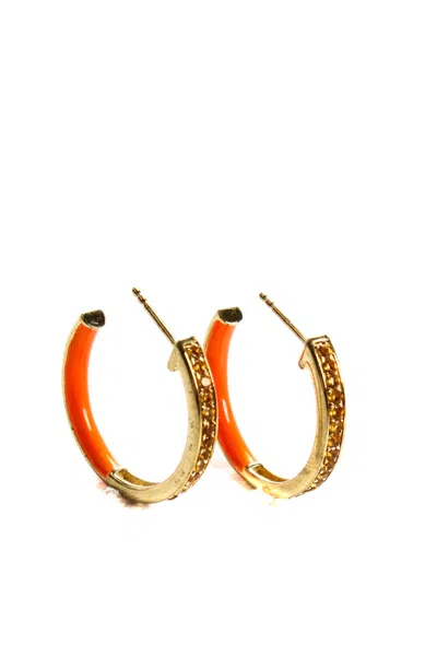 Rarities Gold Plated Sterling Silver Citrine Crystal Huggie Earrings Orange 5.4g