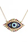Rarities Gold Plated Sterling Silver Egyptian Eye Necklace Multicolor 18in 17g In Multi