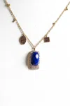 Rarities Gold Plated Sterling Silver Lapis Spinel Diamond Charm Necklace 18" In Gold