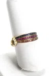 Rarities Gold Plated Sterling Silver Sapphire Ruby Topaz Pendant Multicolor 4.4g In Multi