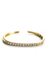 Rarities Gold Plated Sterling Silver White Topaz Hinge Cuff Bracelet Gold 16.2g In Gold