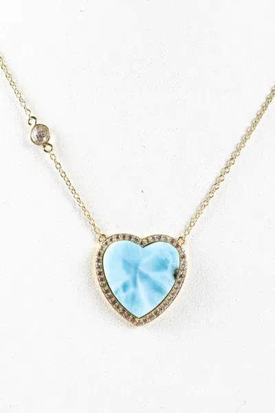 Rarities Sterling Silver Gold Plated 18in Blue Larimer Heart Shaped Pendant Necklace Blue 8g