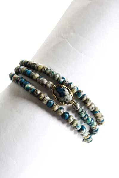Rarities Sterling Silver Gold Plated Faceted Azurite Beaded Bracelets Set Of 3