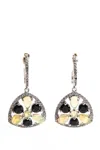 Rarities Sterling Silver Opal Black & White Spinel Cluster Dangle Earrings 1.25" In Silver