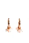 Rarities Sterling Silver Rose Gold Plated Pink Opal Faux Pearl Hoop Earrings 1" In Gold