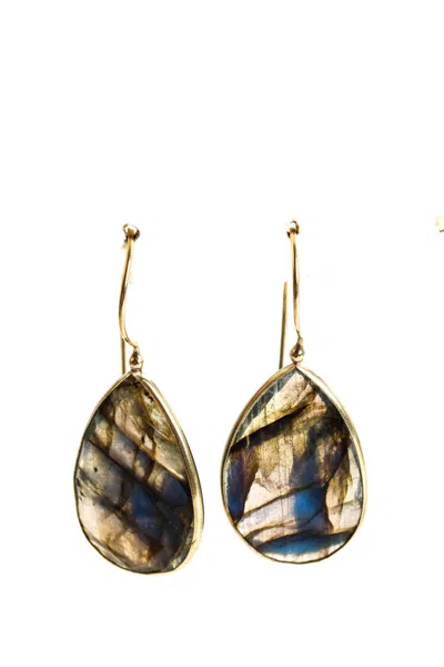 Rarities Womens Sterling Silver Gold Plated Labradorite Drop Dangle Earrings In Blue