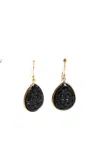 Rarities Womens Sterling Silver Gold Plated Onyx Dangling Earrings In Black