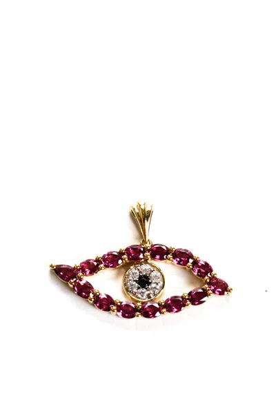 Rarities Womens Sterling Silver Gold Plated Rhodolite Garnet Evil Eye Pendant Charm 0.75"