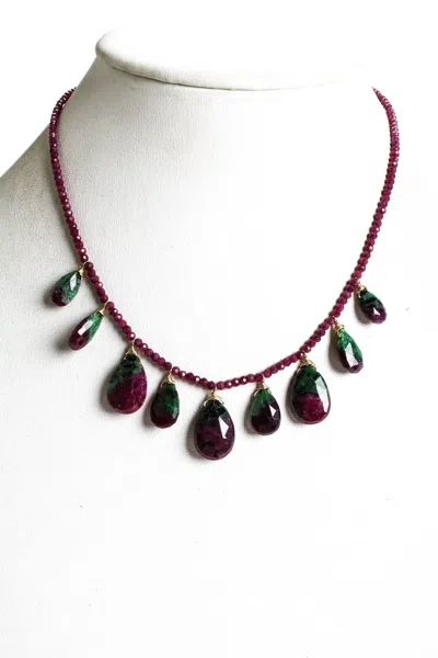 Rarities Womens Sterling Silver Gold Plated Ruby In Zoisite Beaded Necklace In Purple