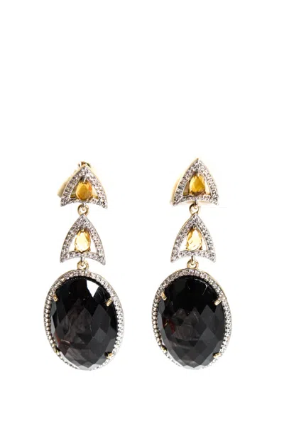 Rarities Womens Sterling Silver Gold Plated Smoky Quartz Citrine Spinel Earrings In Brown