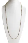 Rarities Womens Sterling Silver Gold Plated Tourmaline Beaded Chain Long Necklace 36" In Gold