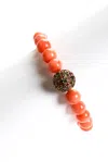 Rarities Womens Sterling Silver Gold Plated Tourmaline Pave Carnelian Beaded Stretch Bracelet In Gold