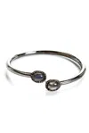 Rarities Womens Sterling Silver Labradorite Diamond Halo Bangle Bracelet 13g 8" In Silver