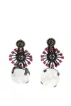 Rarities Womens Sterling Silver Moonstone Ruby Spinel Dangle Earrings 11g 1.25" In Silver
