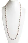Rarities Womens Sterling Silver Pearl Ruby Beaded Long Necklace 36" 41 Grams In Silver