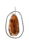 Rarities Womens Sterling Silver Sliced Agate Zircon Halo Large Pendant 37g 4" In Silver