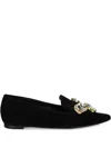 Ras Pointed-toe Crystal-embellished Loafers In Black