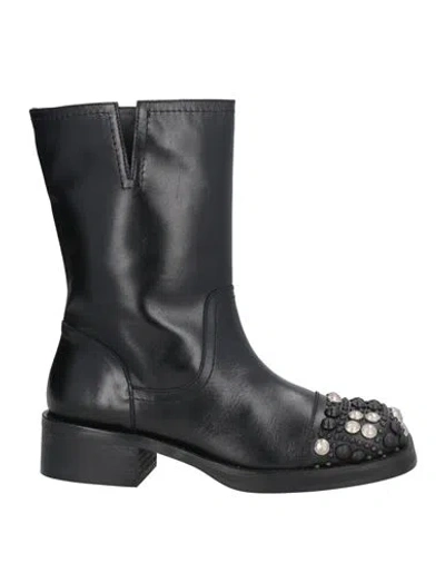 Ras Woman Ankle Boots Black Size 8 Leather