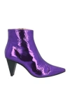 Ras Woman Ankle Boots Dark Purple Size 8 Leather In Purple