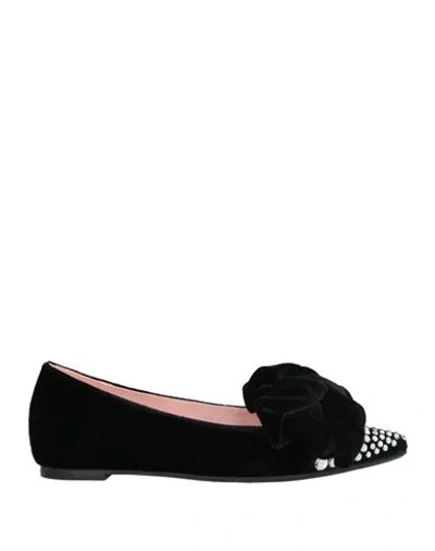 Ras Woman Ballet Flats Black Size 8 Textile Fibers, Crystal