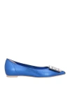 Ras Woman Ballet Flats Bright Blue Size 7.5 Leather In Blue