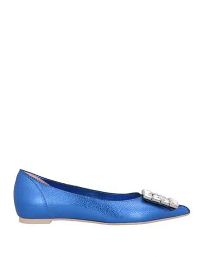 Ras Woman Ballet Flats Bright Blue Size 7.5 Leather