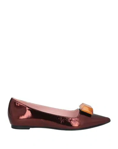 Ras Woman Ballet Flats Bronze Size 8 Leather In Yellow