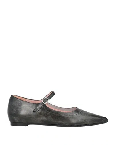 Ras Woman Ballet Flats Charcoal Size 11 Leather