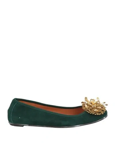 Ras Woman Ballet Flats Dark Green Size 7 Leather