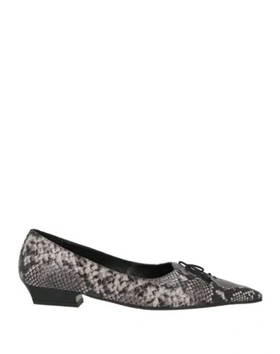 Ras Woman Ballet Flats Grey Size 11 Leather In Black