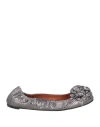 Ras Woman Ballet Flats Gunmetal Size 7 Leather In Gunmetal