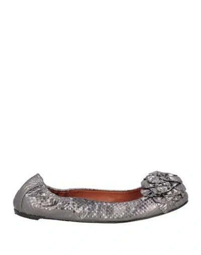Ras Woman Ballet Flats Gunmetal Size 7 Leather
