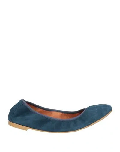 Ras Woman Ballet Flats Navy Size 7 Leather In Blue